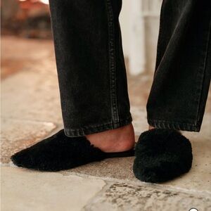 Jenni Kayne Shearling Mule - Black - Size 37 NEW